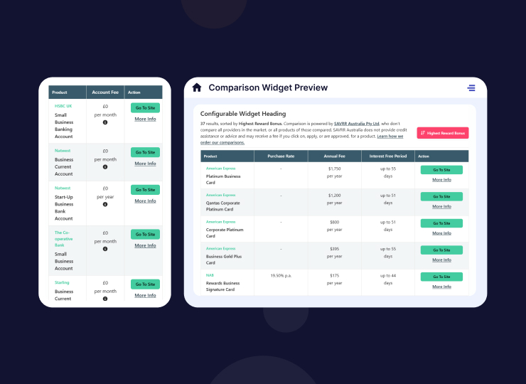 SAVRR launches comparison widgets for UK and Australian publishers.